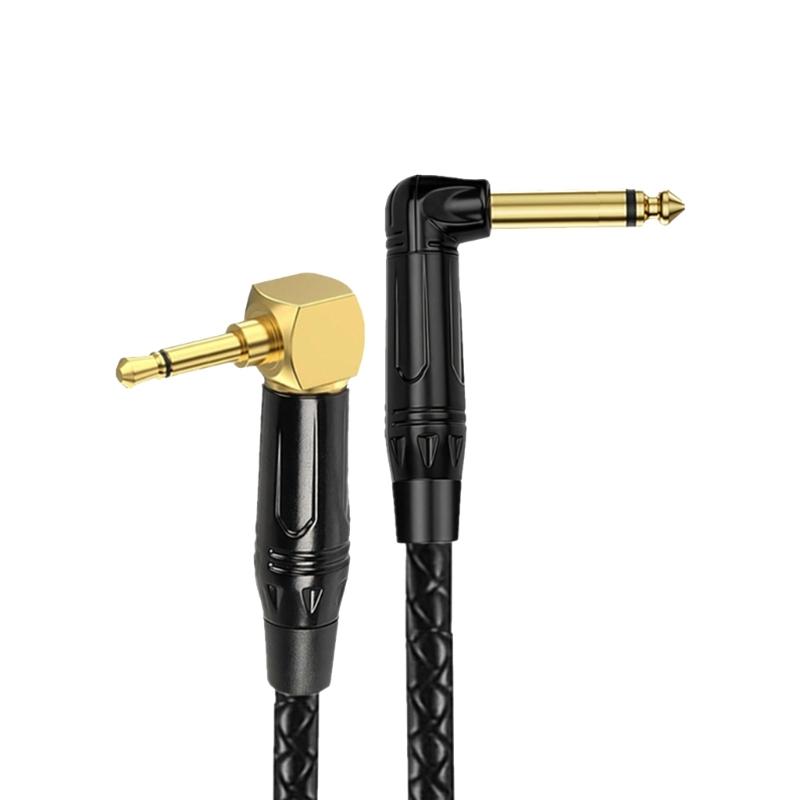 3.5mm To 6.35mm 90 Degree Right Angle Mono Cable For Electric Guitar Bass 6.35mm Long Elbow Wire for Guitar