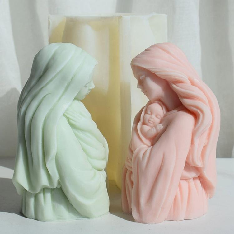 Mommy Holding Child Silicone Moulds Mom Holding Baby Candle Molds Epoxy Resin Molds Plasters Molds for Candle Making