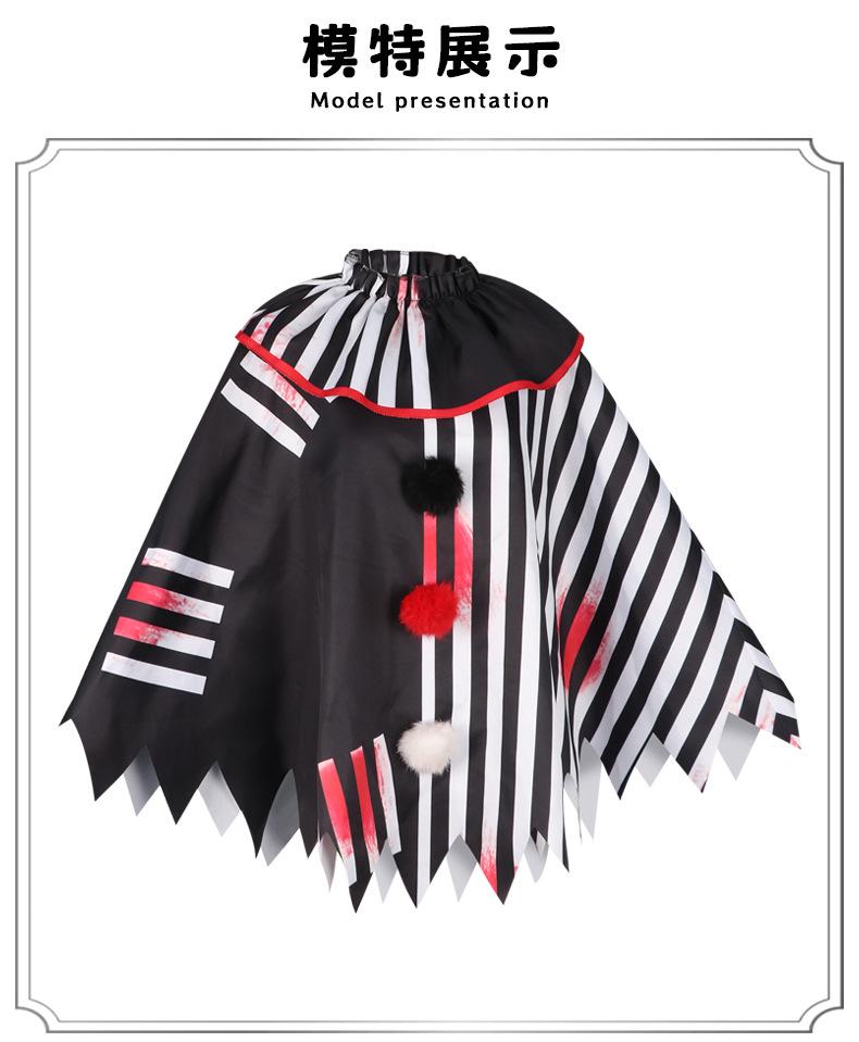Scary Clown Costume Halloween Costume Black And White Cape Masquerade Party Adult Cosplay Costume Halloween Party Woman Man