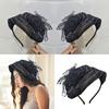 High Skull Hairhoop Lace Bowknot Hat Headband Women Formal Event Hair Covering