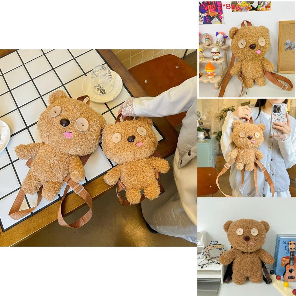 Plush Bear Itabag Backpack For Women With Zipper Closure And Inner Pocket For Daily Use