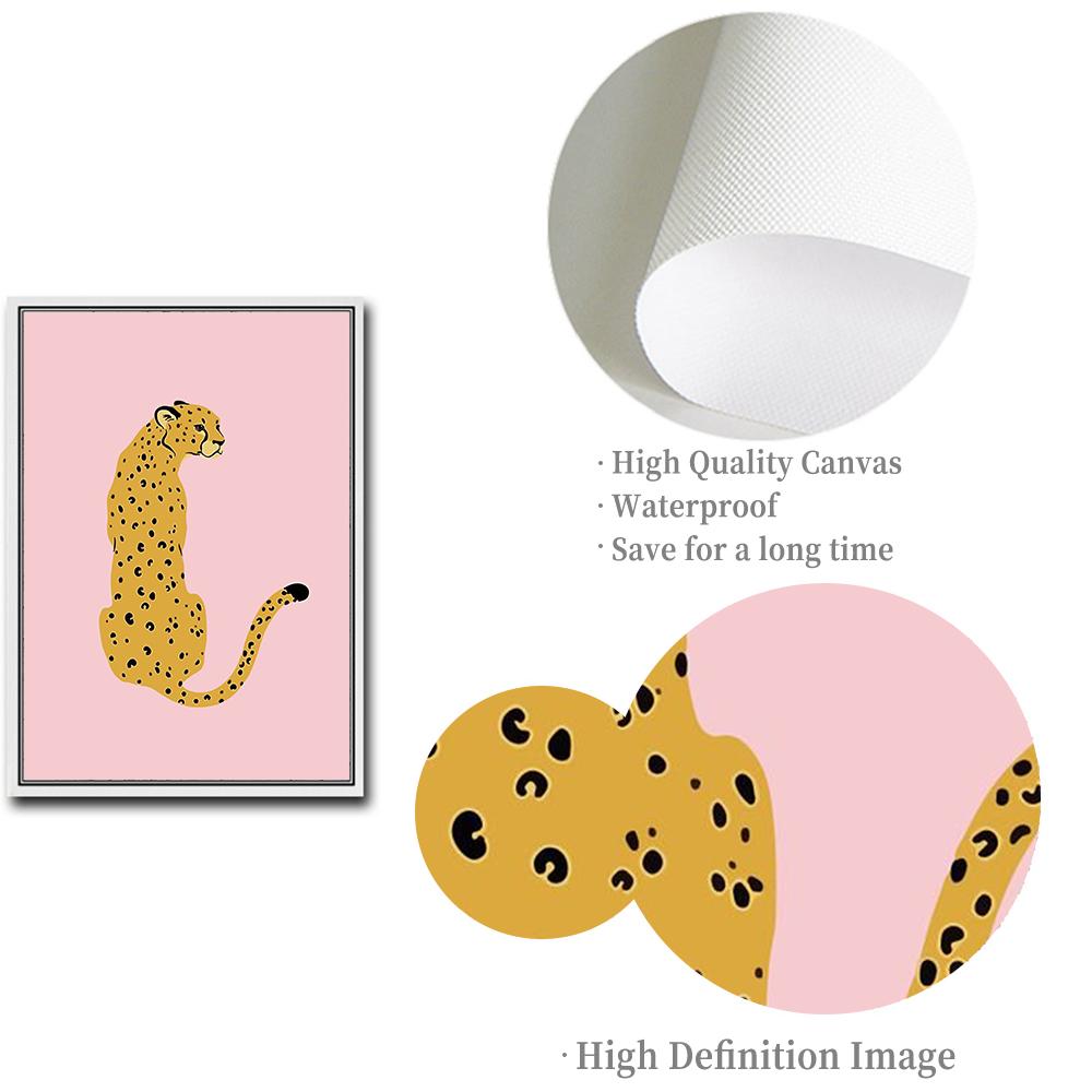 Pink Cheetah Posters And Prints Boho Animals Decorative Wall Pictures Leopard Canvas Paintings For Living Room Cuadros Decor