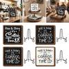 Coffee Bar Shelf Decor Themed Wooden Tabletop Sign, Rustic Kitchen Plaque with Iron Modern Farmhouse Stand, Home Dining Room Countertop Ornament, Gift