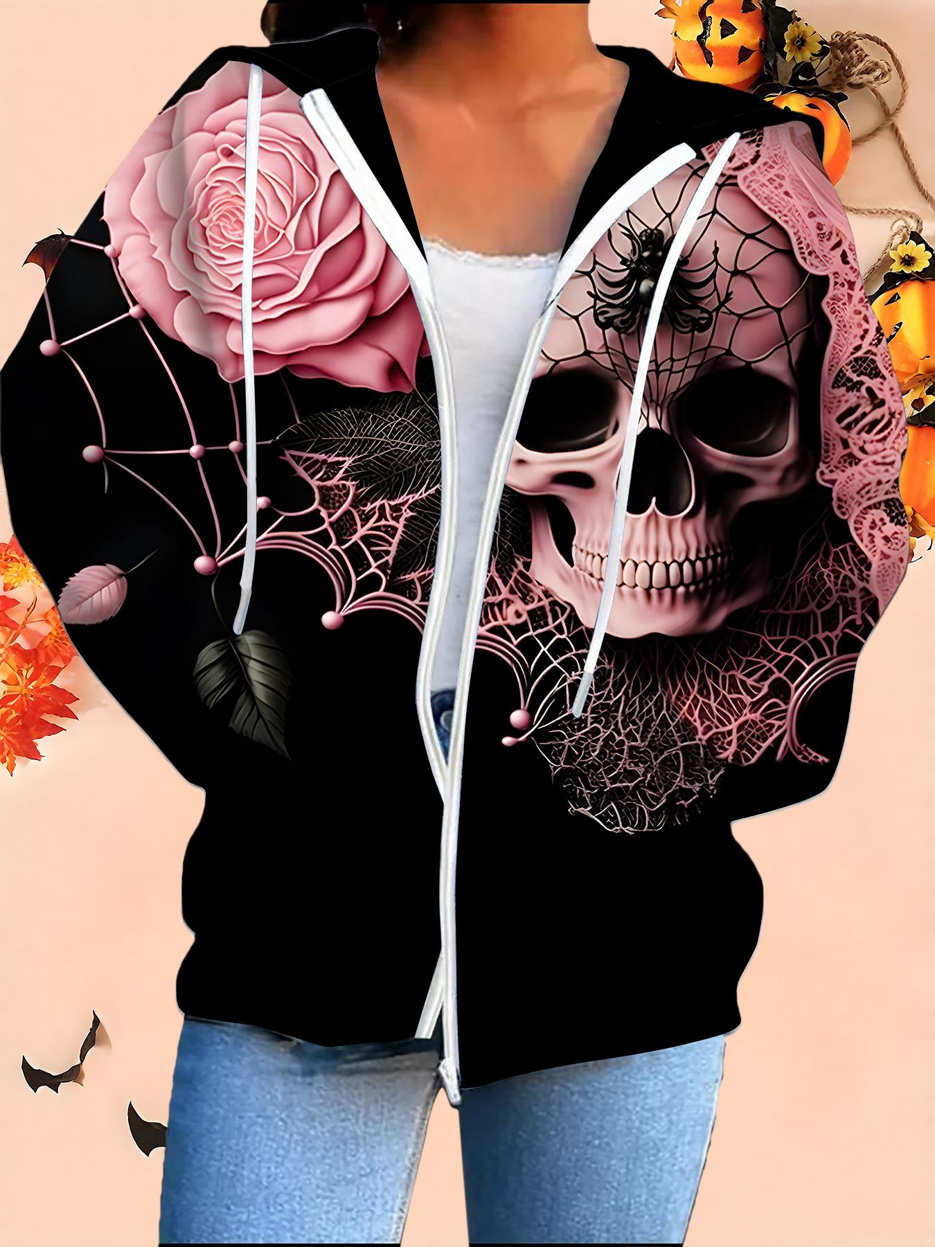 

Хэллоуин Кардиган с капюшоном 3D-принт Большой размер Осень Зима Ретро 6XL розовый