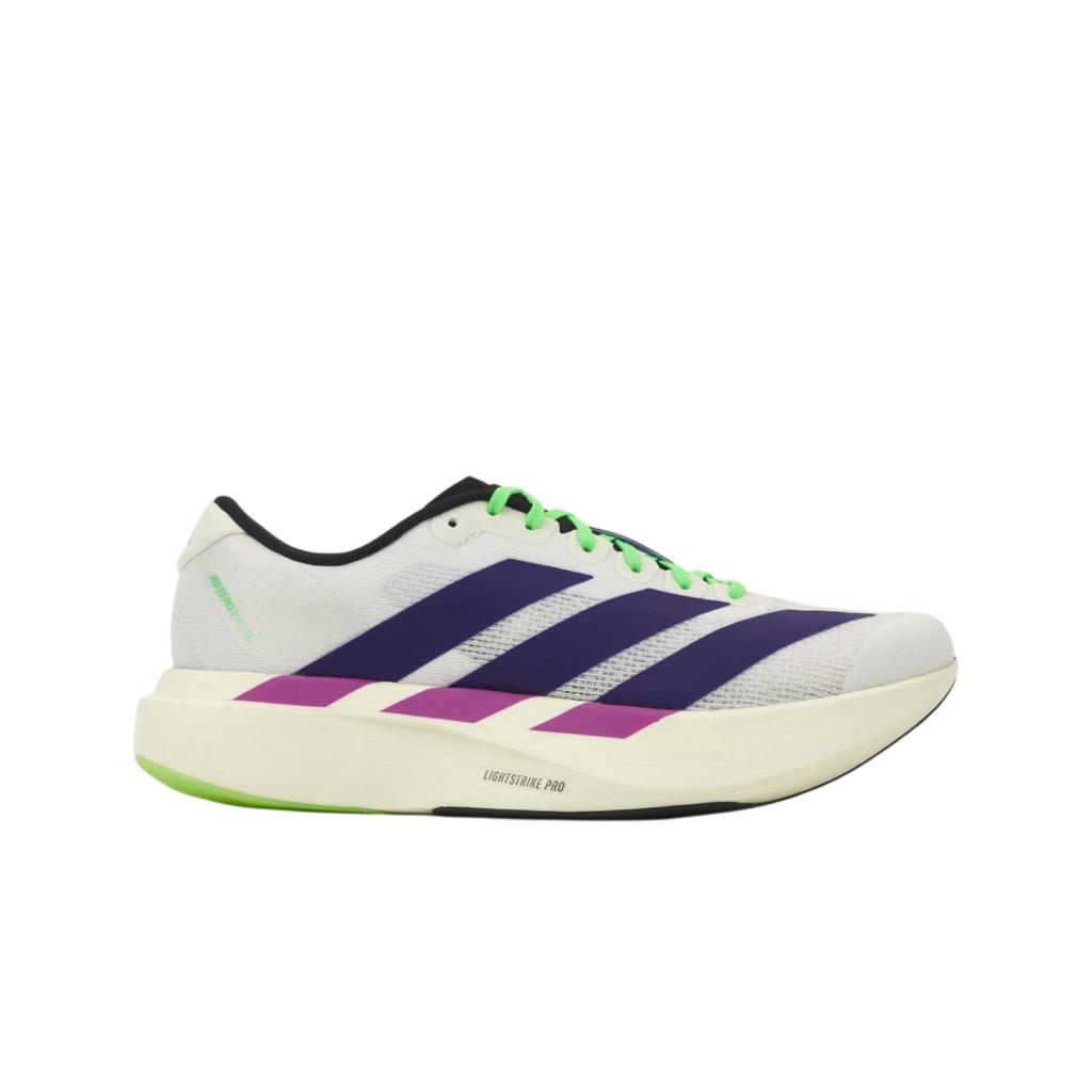 adidas Adizero Evo SL Footwear White Collegiate Purple Lime Burst Men Sneakers JS4495
