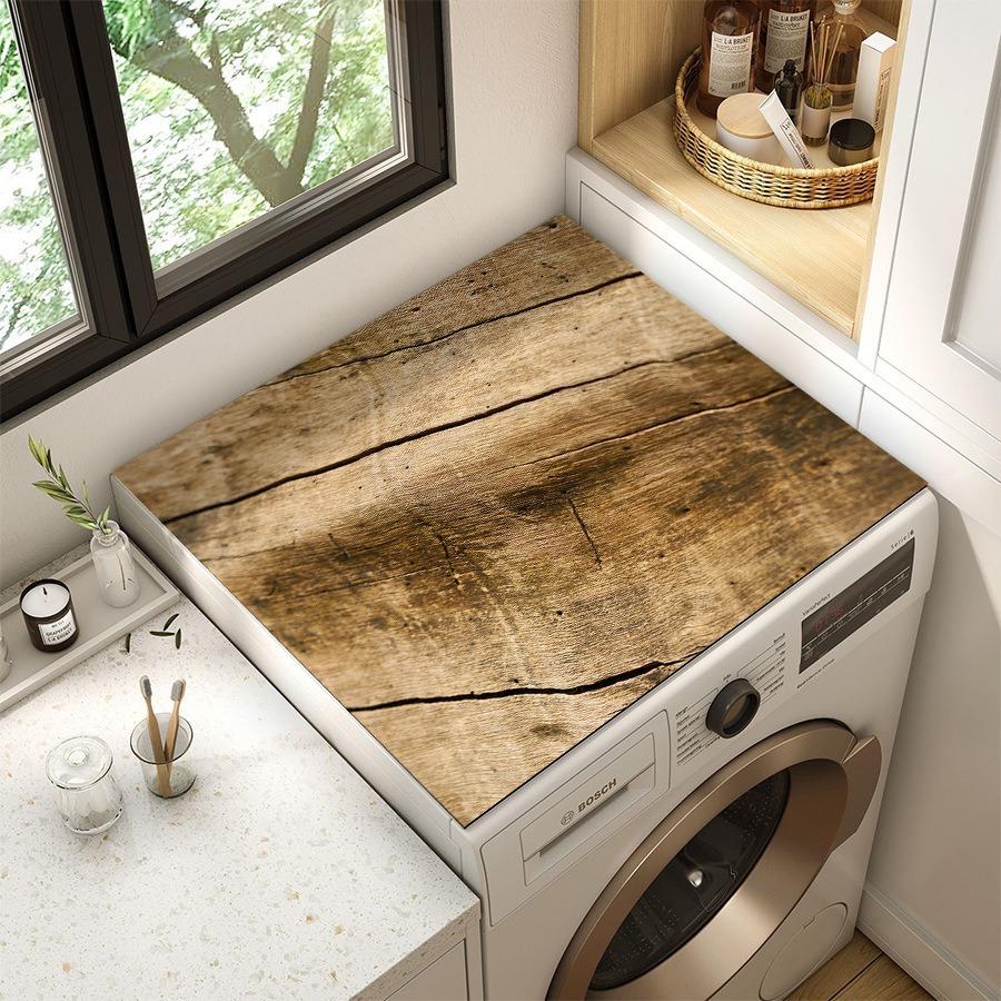 Wood Grain Washing Machine Cover Pad&absorbent Anti Slip Pad - Suitable for Kitchen/laundry Countertop Protection of Washing Machines and Microwaves