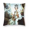 Queen Elizabeth Throne With Crown Pillowcase Polyester Linen Velvet Printed Zip Decor Pillow Case Room Cushion Cover X