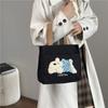 Trendy Canvas Shoulder Bag for Women Large Capacity Cute Bear Print Lunch Tote Handle Bag Comfortable and Texture Storage Bags