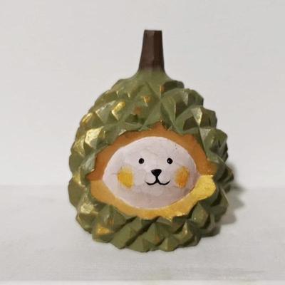 Cute Durian Cat Fashion Ornament Crafts Home Wood Carving Desktop Small Ornament Pumpkin Wooden Statue Ornament Halloween Christmas Gift