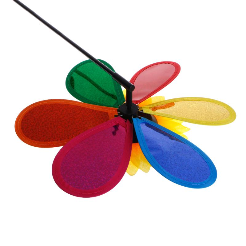 Sequins Spinner Home Garden Yard Decoration Colorful Sunflower Windmill Wind 
