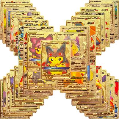 55Pcs Gold Foil Assorted Cards Pokemon Cards Collection H31