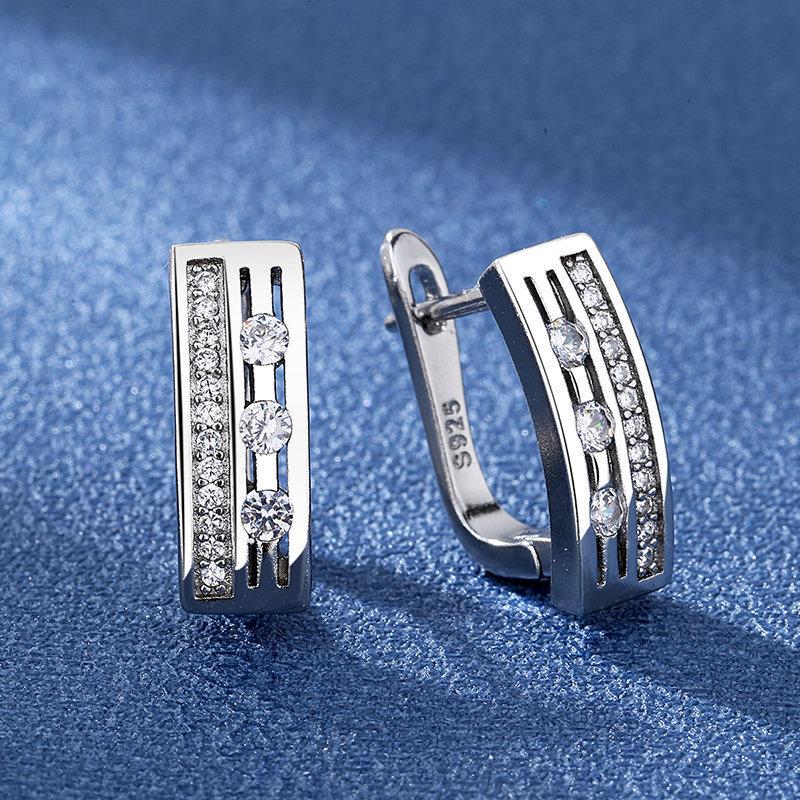 925 Sterling Silver Earrings for Women Round Zircon Earrings Sparkling Party Wedding Jewelry Gift Accessories