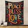 Peace Bless Love Floral Design Patterned Tapestry Home Decor, Suitable for Bedroom and Living Room, Gift
