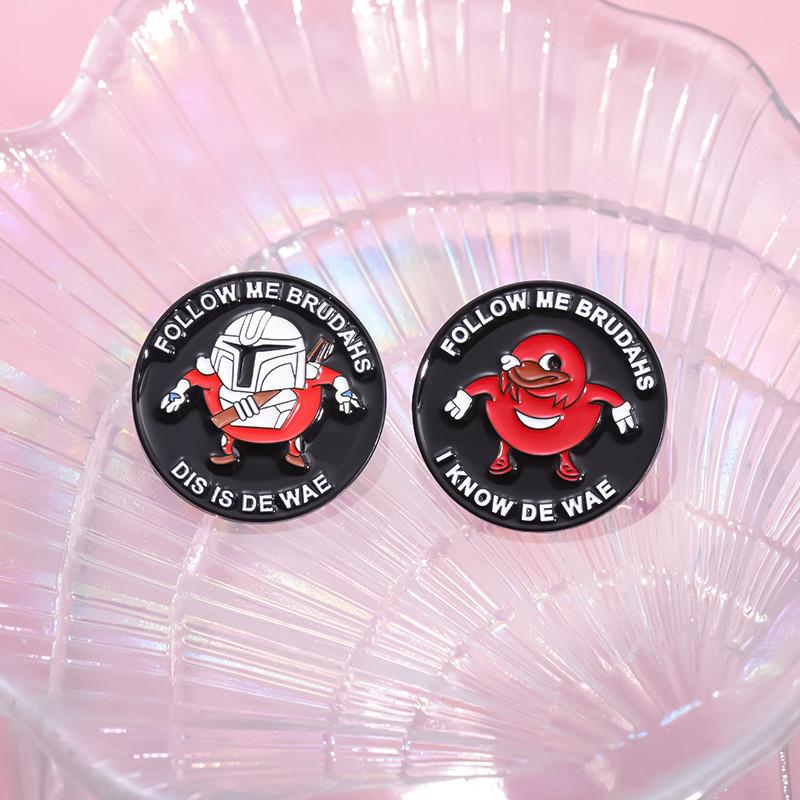 Adorable Cartoon Character Metal Badge Nostalgic Classic Game Geometric Round Brooch