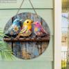 Rustic Colorful Birds Wooden Signs - Retro Circular Decorative Plaque - Ideal Hanging Ornament for Home Wall Club Cafe - Perfect for Room Decor