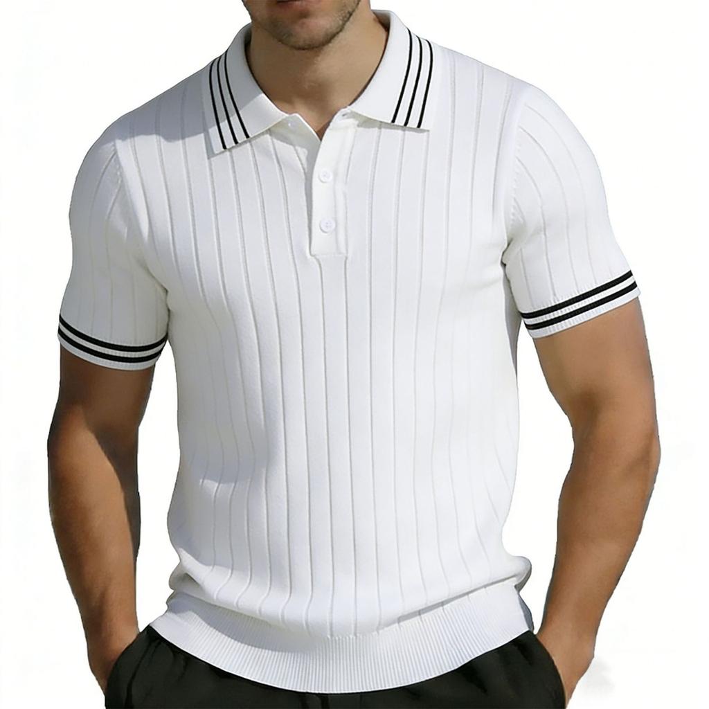 Men's Casual Short Sleeve Polo Shirt Lightweight Breathable Knit Fabric Classic Fit Summer Top for Everyday Wear