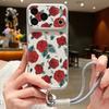 Cartoon Daisies Flower Pattern Leather Lanyard Case For iPhone 18 Pro Max Hybrid TPU+PU Anti-skid Soft Cover For iPhone 17 16 15 14 13 Pro Max