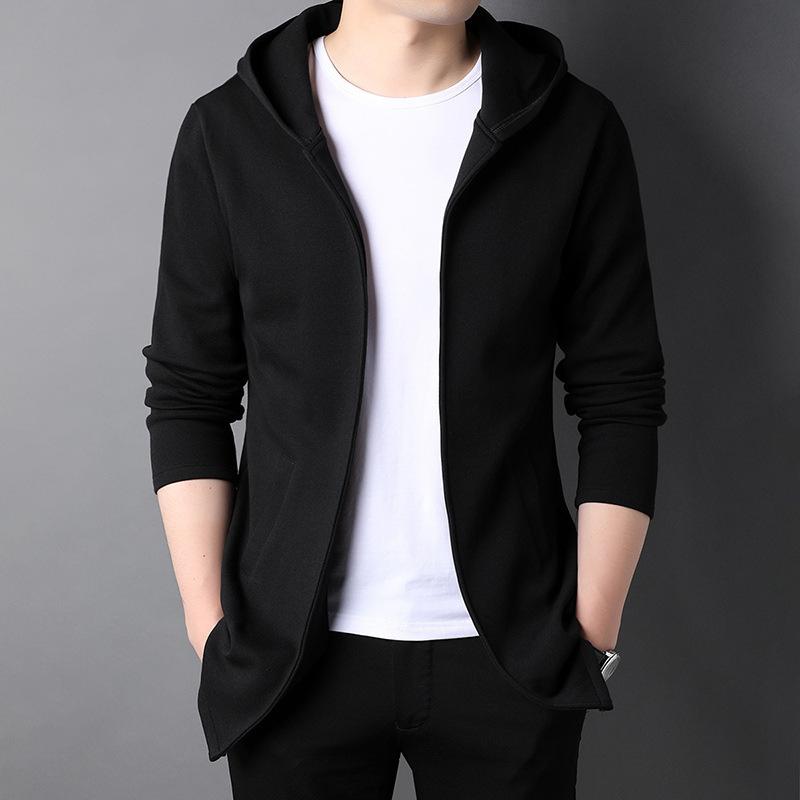 

Spring Men s Slim Fit Hooded Cardigan Casual Jacket S чорний