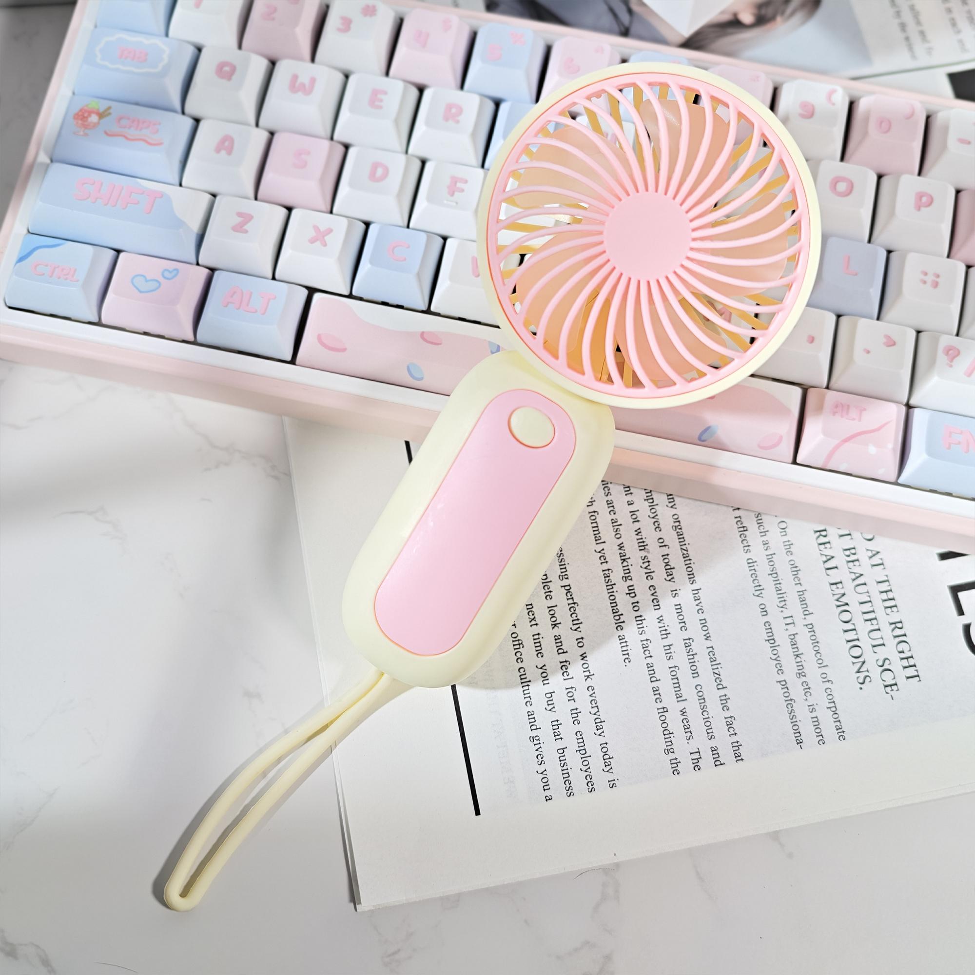 

JL8874-Cute Mini Handheld Fan - One - Button Switch, High Wind Speed, Ideal for Colorful Summer (No Battery Included) рожевий