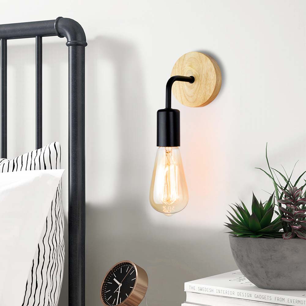 

Wood Lighting E27 Bedside Indoor Bulb Home Decoration Lamp Base Light Fixture Wall Lamp Sconce