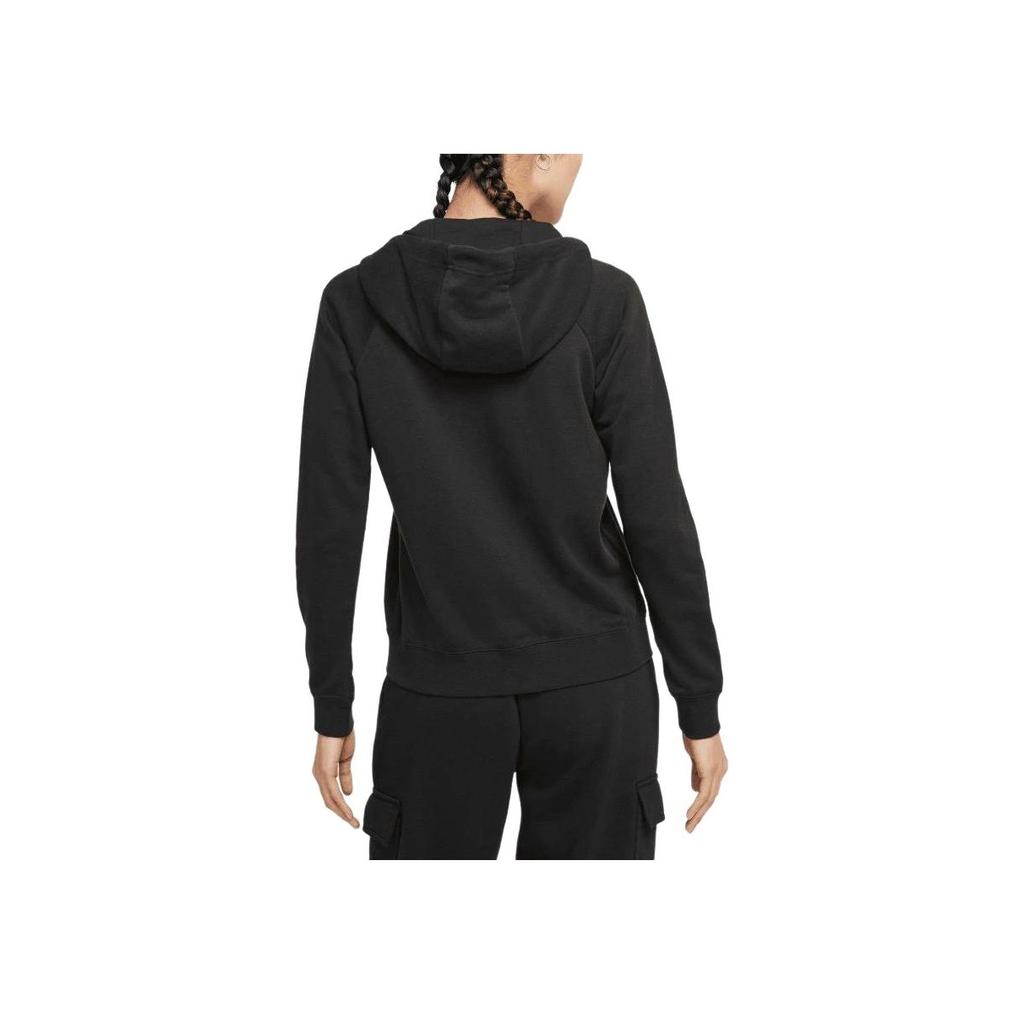 Nike Solid Logo Print Fitted Long Sleeve Zip Hoodie Women hoodies Black BV3343-010
