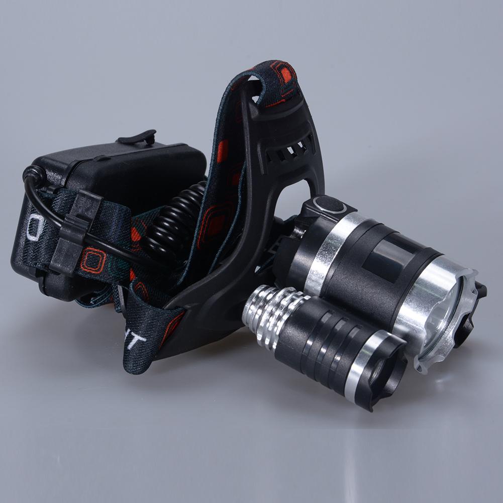 

3000Lm LED Headlamp Zoomable Headlight Flashlight Head Torch Fishing Light With 2 18650 Battery Wall Car Black#0