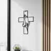 Praying Hands Cross Open Frame Metal Belief Wall Hanging Minimalist Prayer