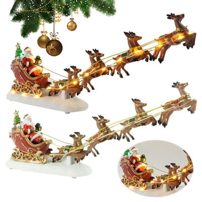 Weihnachtsmann Schlitten und Rentier Figur mit LED Lichtern Beleuchteter Weihnachtsmann Schlitten und Rentier Weihnachtsdekorationen