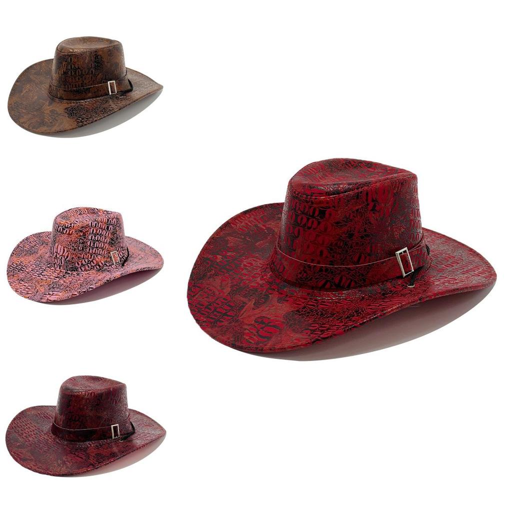 Retro Cowboyhut für Männer Frauen PU-Leder Sonnenschutz für Outdoor-Camping-Aktivitäten