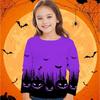 Dětské tričko s kulatým výstřihem a dlouhým rukávem, Halloweenský dýně a netopýr 3D potisk, Ležérní volné, Halloweenská párty, Denní nošení, Vrchní díly pro děti