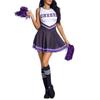 Womens Cheerleading Uniform Dance Costume Schoolgirl Cosplay Outfit Letter Print Sleeveless Dress with Socks Cheering Flower