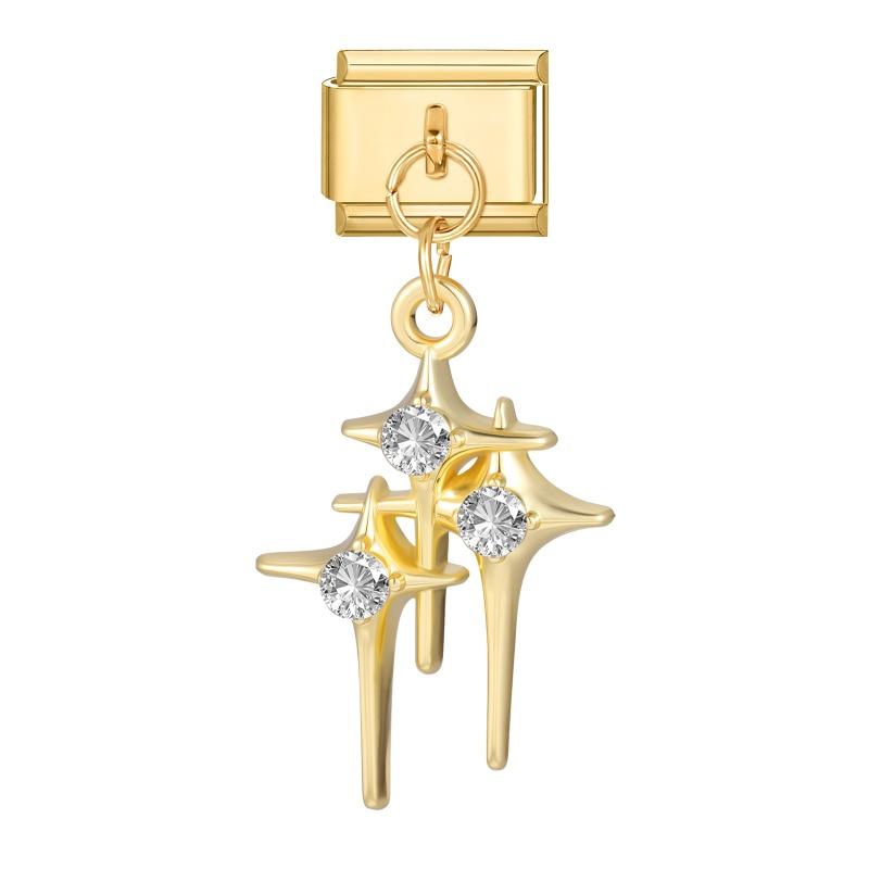 Y2K Creative Heart Moon Butterfly Star Bow Golden Pendant Italian Charm Links Fit 9mm Stainless Steel Bracelet Women DIY Making