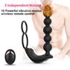 Anal Plug with Ring and Bead Rechargeable Vibrator Waterproof Prostate Massager, Ejaculation Enhancement Erection Longer, 3 Powerful Motors