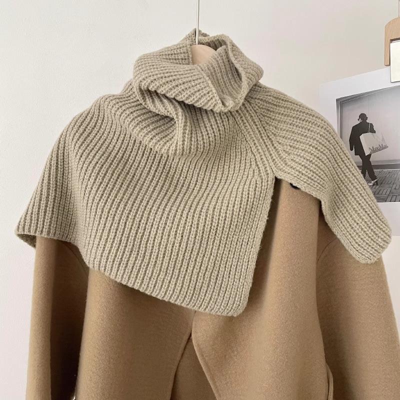 Pullover Scarf Knitted Shawl Winter Scarf False Collar Coat Bib Warm Scarf Turtleneck Slit Jumper Shawl Clothes Accessories