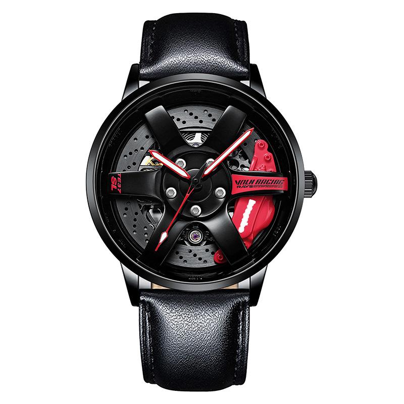 

SVJ Genuine TE37 Wheel Hub Watch Трехмерный полый вращающийся стол Стол для модификации автомобиля Водонепроницаемые светящиеся механические мужские часы