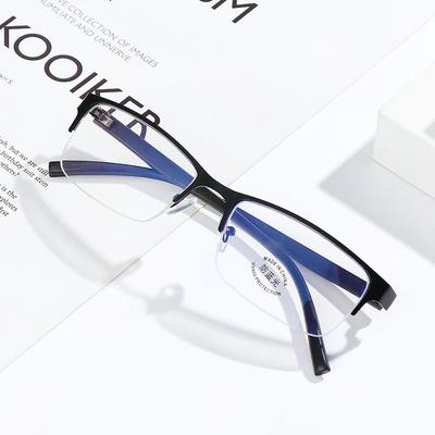 Óculos para Miopia de Meia Armação Anti Luz Azul Óculos Comerciais Masculinos Óculos de Miopia Prontos Proteção Ocular Com Dioptria -1.0~6.0