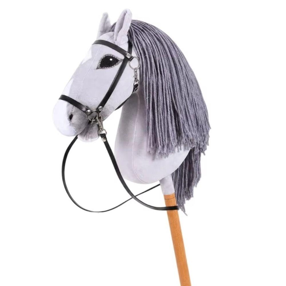 Realistic Plush Hobby Horse Soft Plush Hobby Horse Riding Stick Plush Horse Head  Performance Prop