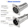 Xiatiaosann XLR Male to Female Panel Mount Socket, 3-Pin XLR Plug to Mount Adapter Microphone Connector for Microphones, Amplifiers, and Audio