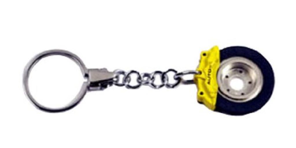 AUTOartDESIGN Ceramic Brake Disc Keychain Completed (Yellow Caliper) (Omega Shape)
