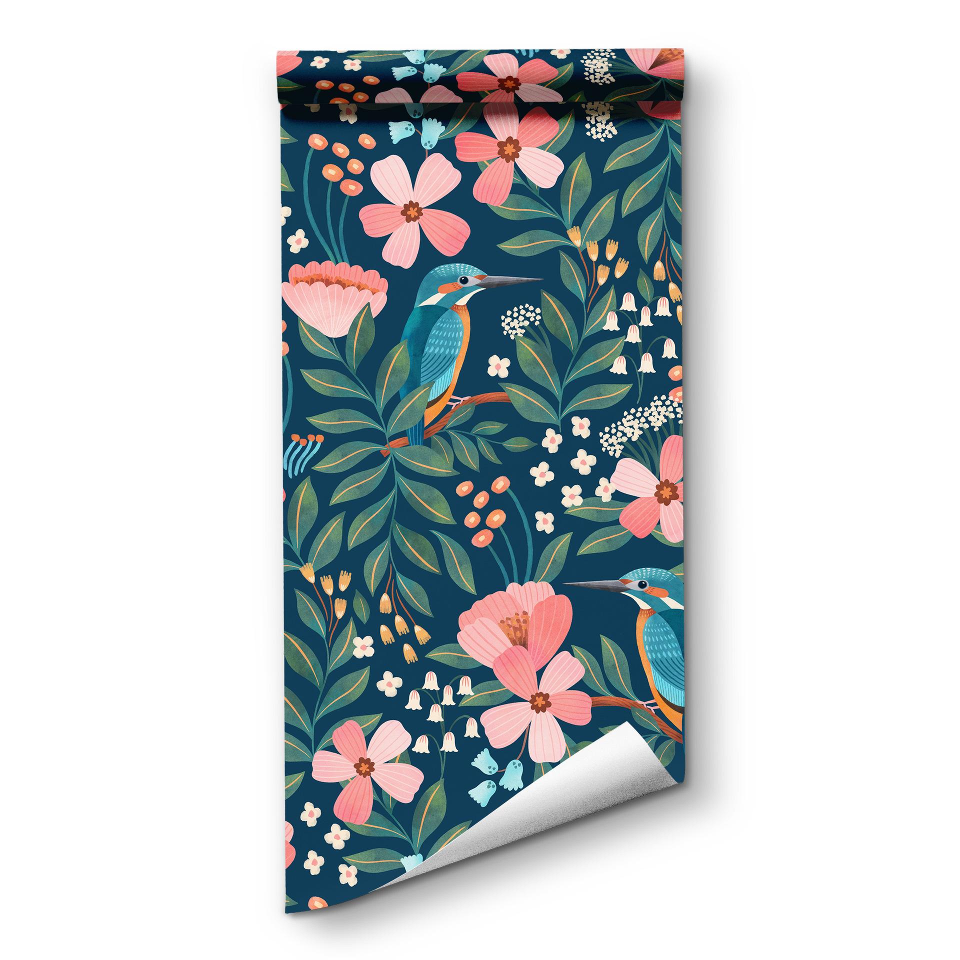 Обои с птицами и цветами Виниловые самоклеящиеся Декор для комнаты Обои Цветы Тропические Съемные Водонепроницаемые ПВХ Наклейки для дома Шкаф 45x300cm