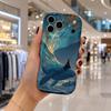 Galaxy Golden Whale Ocean Wavy Edge Phone Case For iPhone 16 15 14 Pro Max 13 12 11 Mini XR XS SE 2020 7 8 Plus Air Cover