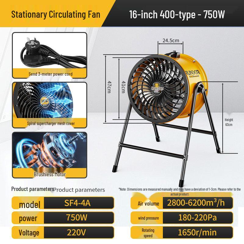 Ventilador de Piso Axial Industrial de Alto Rendimiento para una Circulación de Aire Óptima