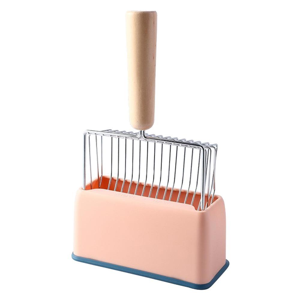 Durable Wood Handle Cat Litter Scoop Long Handle Fast Sifting Kitty Metal Scooper Deep Shovel Cat Pan Scooper Indoor Use