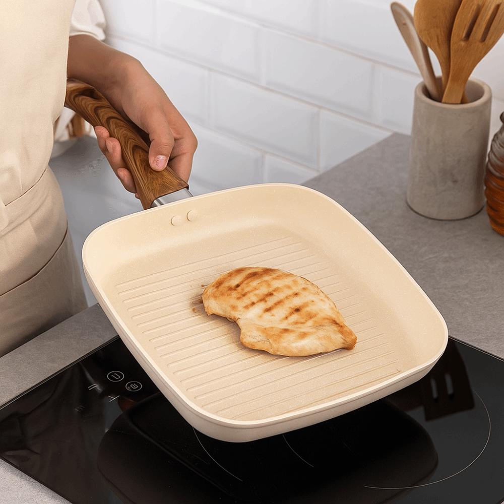 Nonstick Square Skillet Ergonomic Design Grill Pan Professional Cooking Griddle  Grilling