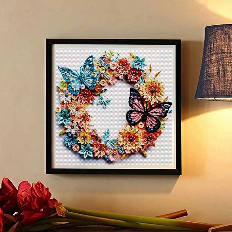 New Arrival 5D DIY Full Circle Diamond Painting "Butterfly Circle" Embroidery Cross Stitch Home Decor Gift