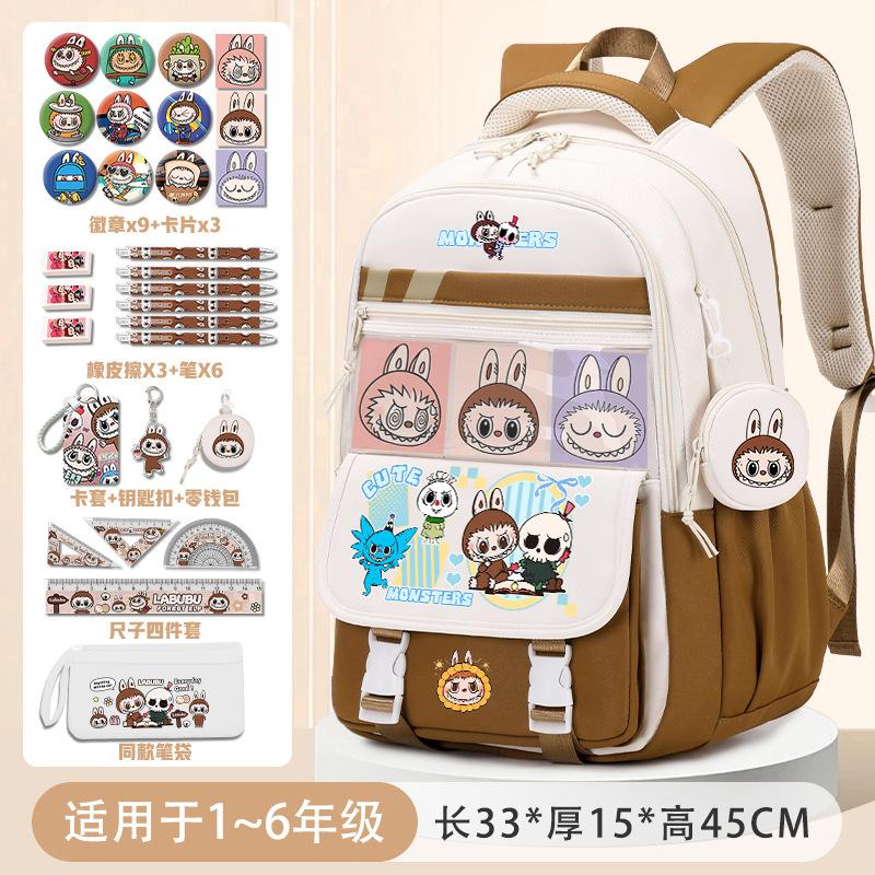 School Bag School Bag Primary School Students Large Capacity Burden Reduction and Decompression Backpack 3-5-6 Grade Cartoon Spine Protection Backpack