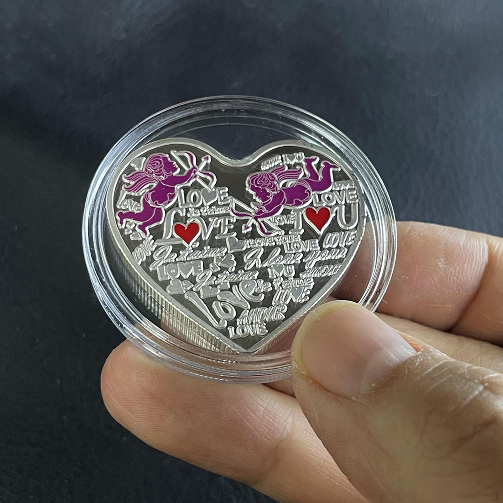 Commemorative Coin with Acrylic Case Love Coins for Party Anniversary Gifts