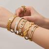 18K Goldplattiertes Geometrisches Zirkonia-Diamant-Armband aus Edelstahl