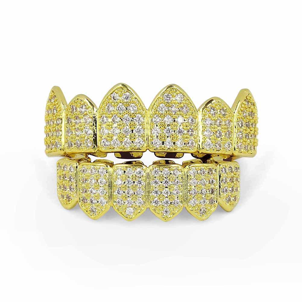 Hiphop Grillz Fashion Blue Body Jewelry Man Trendy Gold / Silver Copper With Zirconia Punk Dental Grillz
