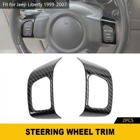 Carbon Fiber Center Steering Wheel Control Trim Cover for Jeep Liberty 1999-2007
